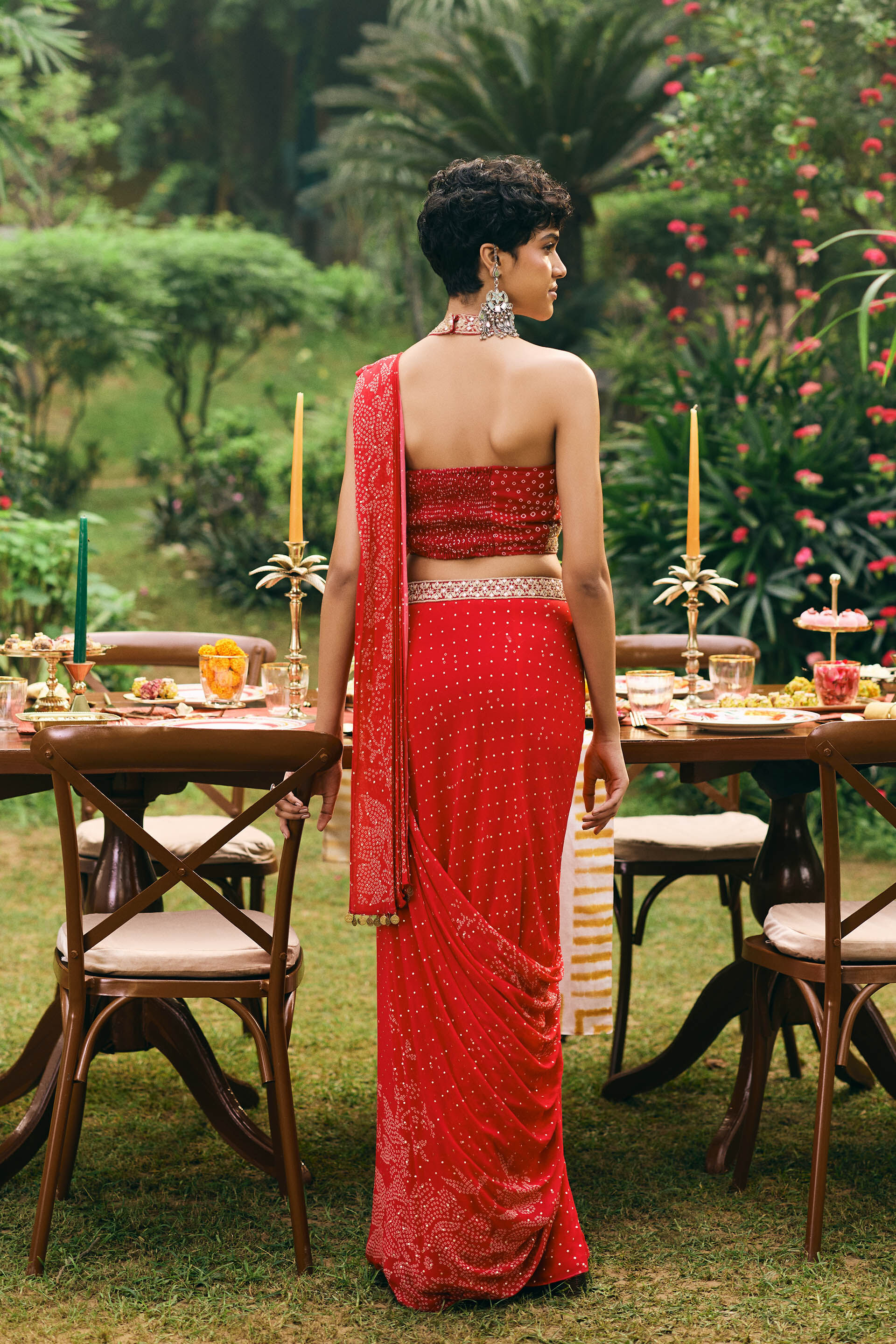 Gulaabi Adaa Pre-Draped Saree, Pink, image 4